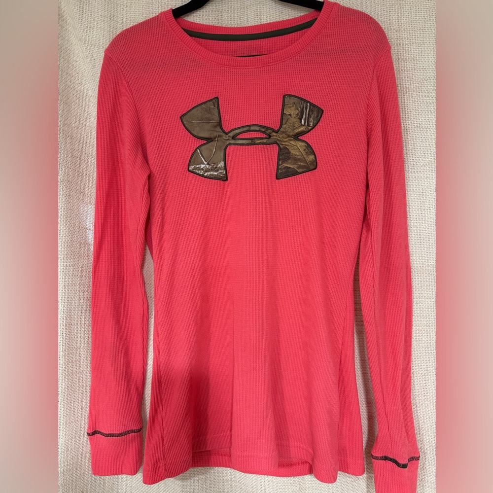 Under Armour Pink Long Sleeve Shirt with Camo Logo